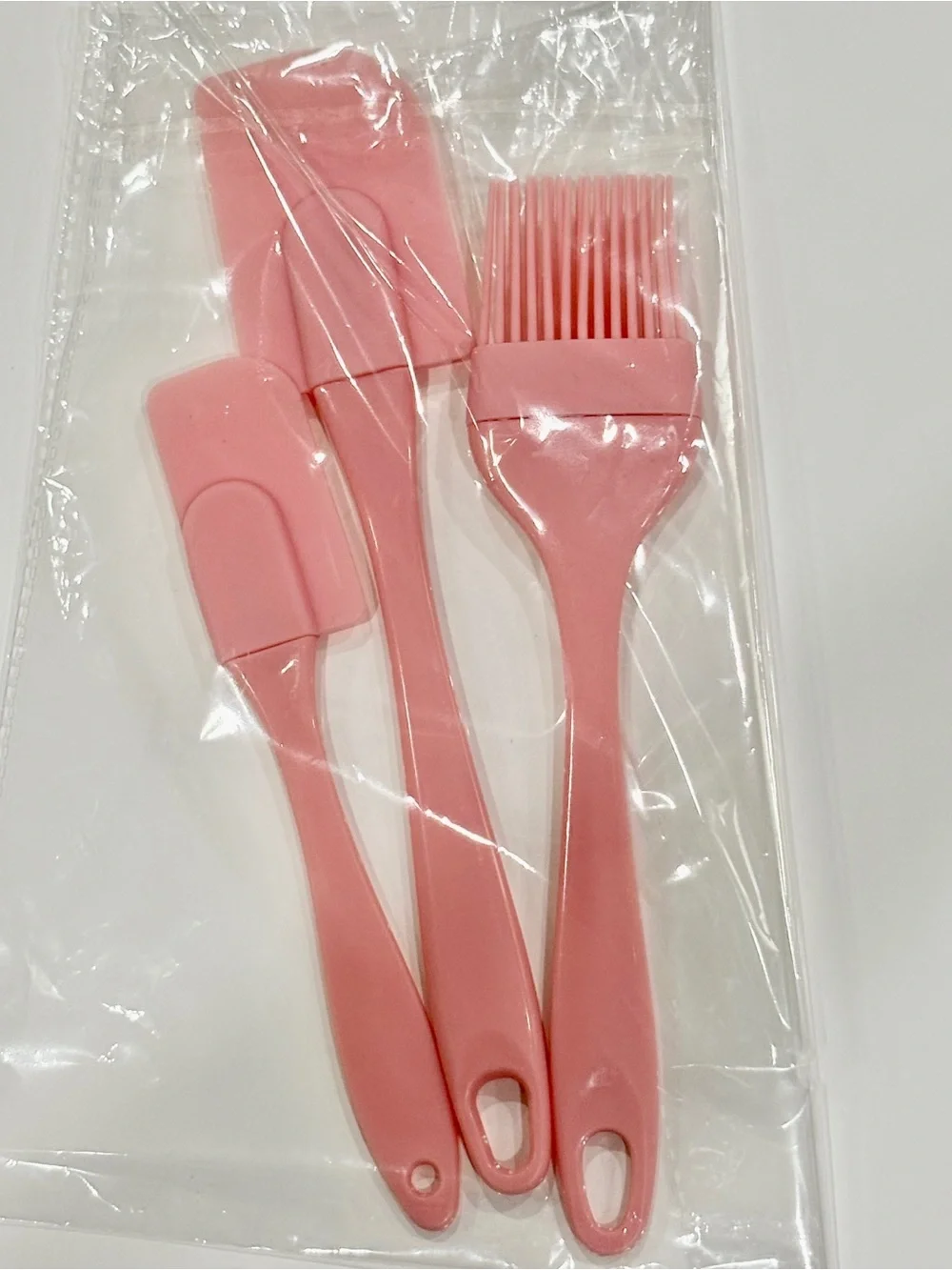 Pink Silicone Baking Tool Set - 3 Piece, Including Two Spatulas and One Brush